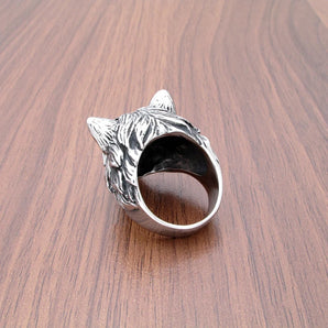 Silberner Edelstahl Wolf Biker Ring – Jetzt mit 50% Rabatt!